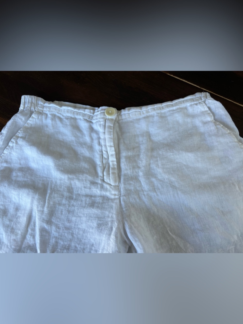 Flax 100% Linen Crop Pants Women’s M (10-14) White Lightweight Pockets Coastal - Picture 3 of 14